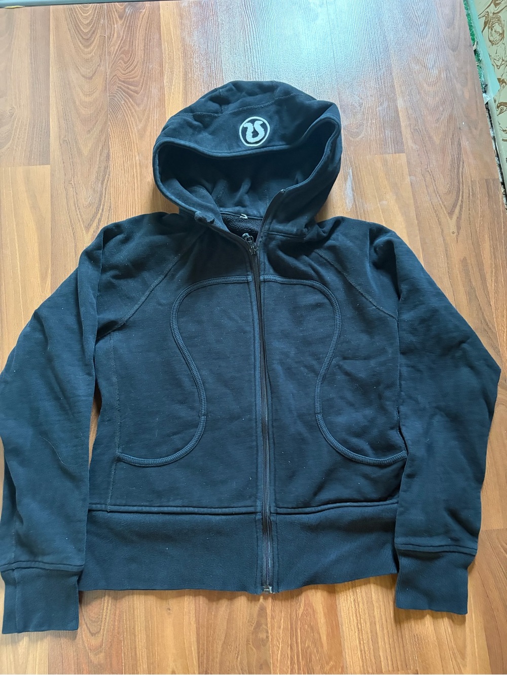 Lululemon Black Zip-Up Hoodie with Hood Logo
